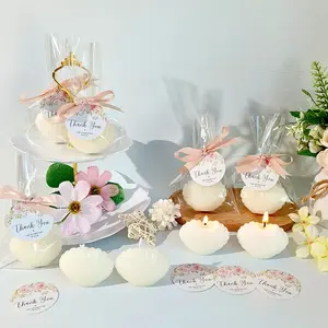 10 pcs Seashell Baby Shower Party Favors for Guests Small Seashell Shaped Tealight Candles Thank You Wedding Tags candle Set