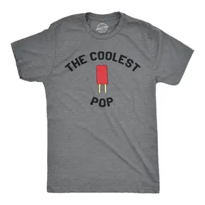 Mens Coolest Pop Funny Best Dad Ever Cool Fathers Day Novelty Graphic T shirt Mens Funny T Shirts Cool Vintage Fashion T-Shirt Gift Classic Menswear Dad Joke Apparel for Men Novelty Tees for Guys Dark Grey