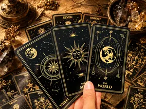 Black Gold Tarot Deck - 78 Cards with Celestial Artwork, Ideal for Beginners (Dedicated Deck Card Game for Toys & Hobbies, Games & Puzzles)