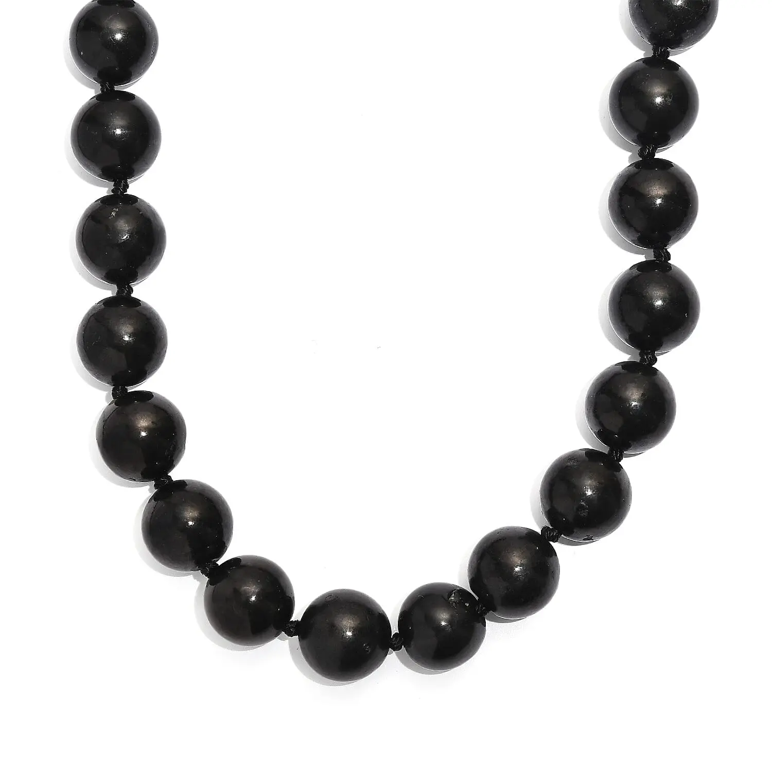 EverTrue Shungite 400.00 ctw Beaded Necklace in Platinum Bond (20 Inches)
