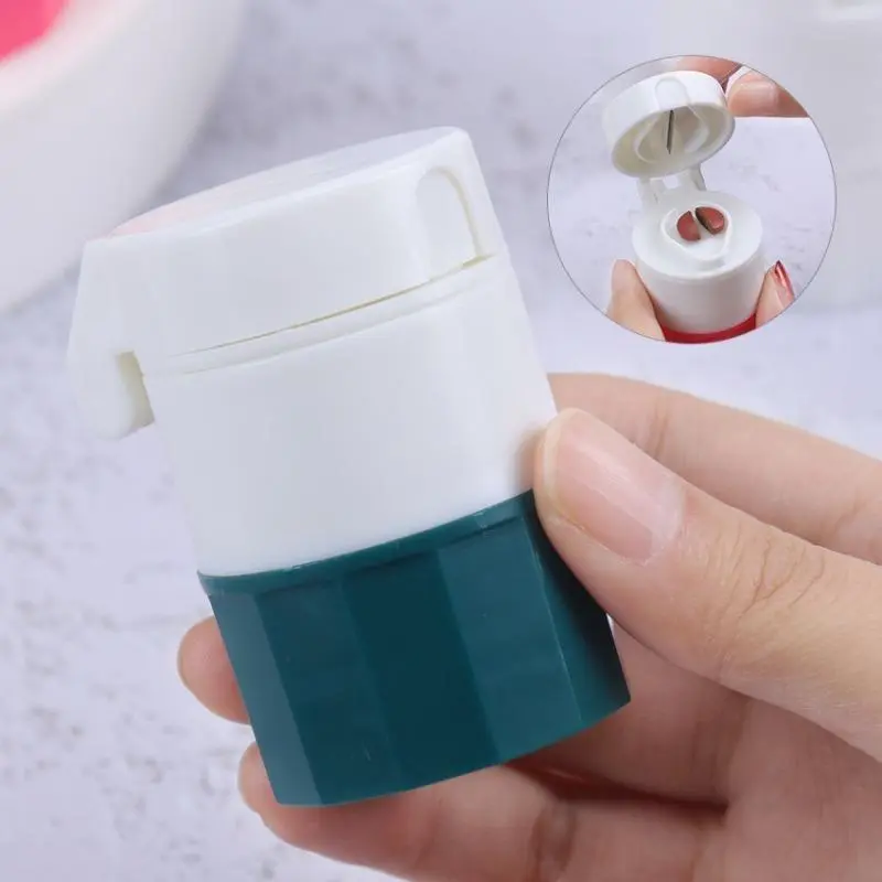 4-in-1 Portable Pill Box: Powder Tablet Grinder, Pill Cutter, Medicine Splitter & Storage Crusher