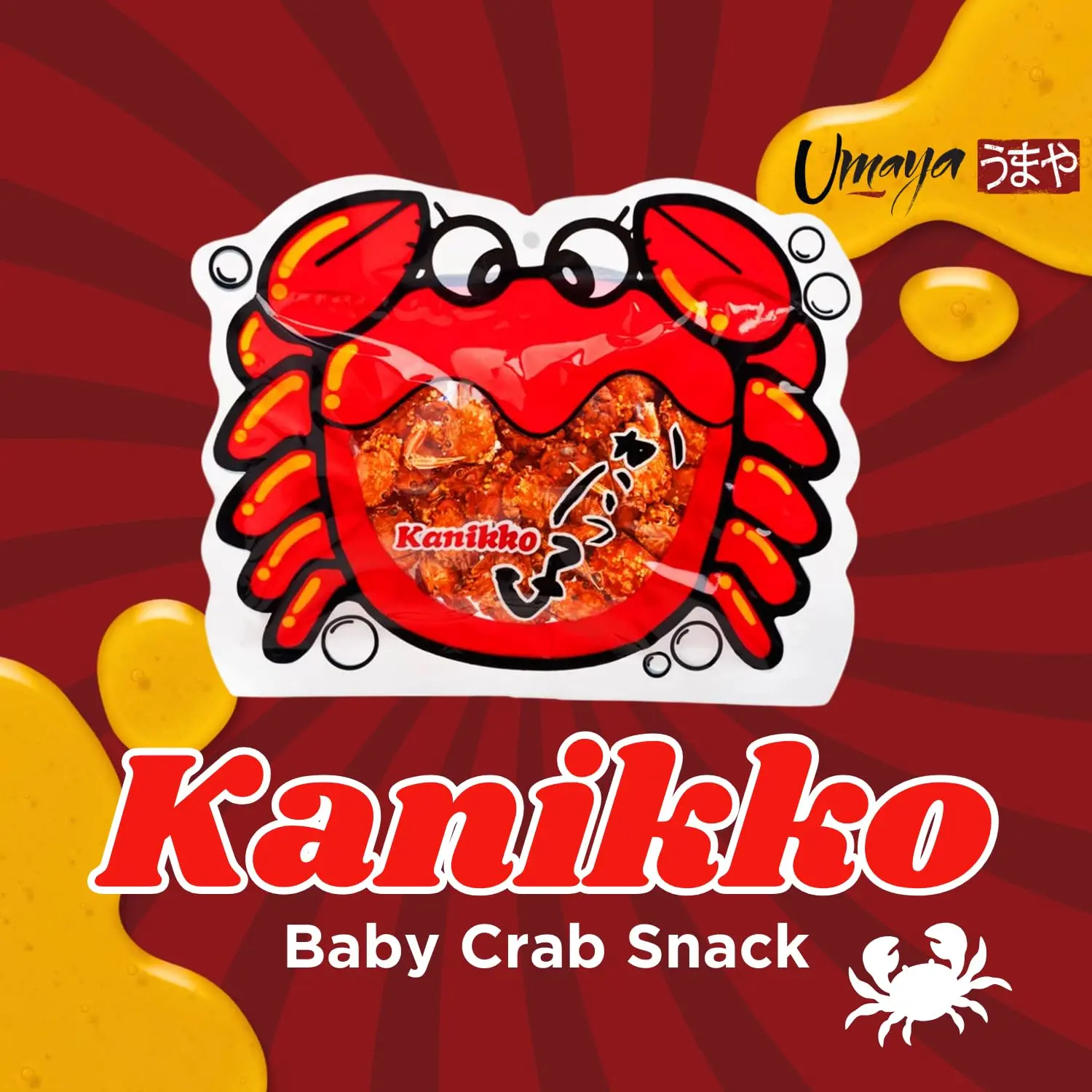 UMAYA - Okabe Kanikko - Ready To Eat Fried Japanese Baby Crabs - With A Hint Of Sweet Honey and Savory Seasonings - Crunchy Gourmet Snack From Japan - Individual 2.2oz (65g) Snack Size Bag - Pack of 1