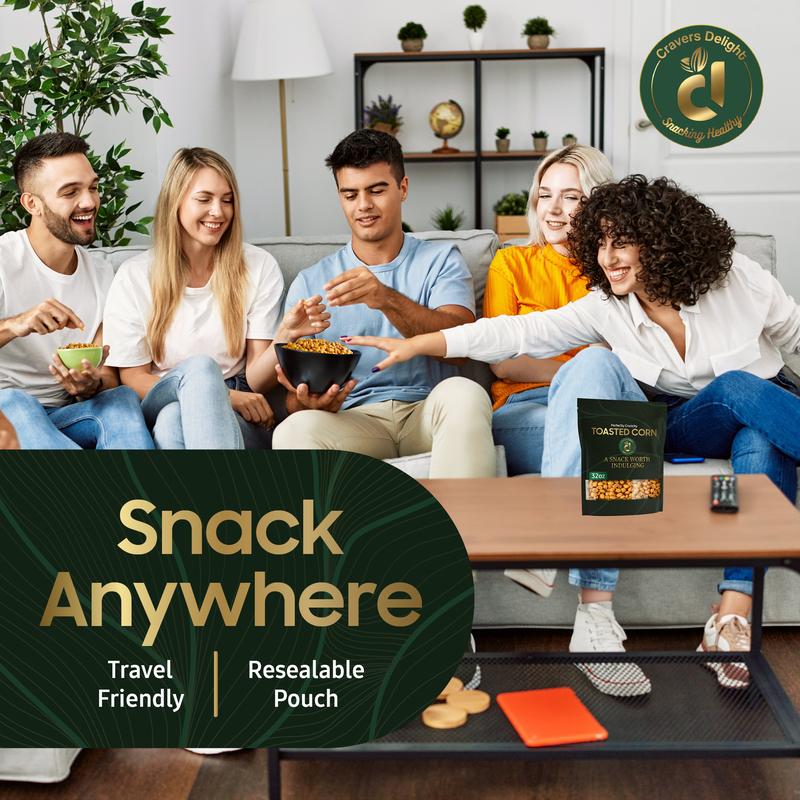 Cravers Delight Crunchy Corn Snack – 16 oz Roasted Salted Dried Corn Kernels in Giftable Resealable Pouch – Healthier Alternative to Chips and Greasy Snacks for Kids & Adults – Non-GMO and Gluten Free