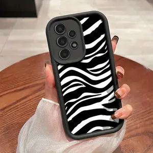 Fashionable and simple black and white zebra stripe pattern phone case, suitable for Samsung Galaxy A14 A15 A16 A17 A35 A55 A33 A34 A35 A36 A52 A53 A54 S21/S22/S23/S24/S25/S26 Plus/Ultra, high-quality matte thickened TPU soft case