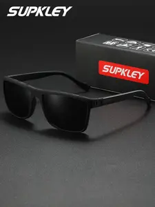 Supkley Men's Fashionable Square Polarizer Sunglasses, Uv400 Protection, Durable, Ideal for Outdoor, Driving & Daily Use, Anti-UV Reduction, Lightweight Durable Sunglasses