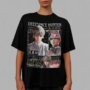 Xavier Deepspace Hunter Shirt, Girl Dinner Love and Deepspace Retro T-Shirt Sweatshirt Hoodie Fabric Menswear Tops Cotton