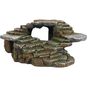 Reptology Shale Scape Step Ledge & Cave Hideout – Basking Area - Decorative Resin for Aquariums & Terrariums – Great for Reptiles, Amphibians, and Fish – Medium