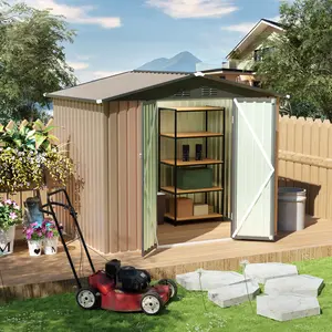 7.4FT x 5.3FT garden shed with Apex Roof for patio backyard use galvanized steel metal sheds storage house