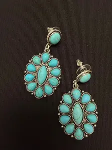 Turquoise Cluster Western Drop Earrings