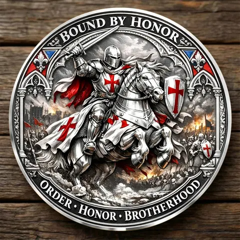 1PC Knight Honor Coin Alloy 3D Relief Commemorative Piece Brotherhood Theme Collectible Gift for Anniversary Gift Holiday Gift Birthday Gift Pocket Keepsake Travel Souvenir Desk Decor Commemorative and Decorative Collectibles