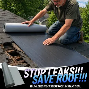 Mega-Wide Waterproofing Butyl Roof Tape, 39in x 16.4ft Heavy-Duty Self-Adhesive Sealant for RV Roofs, Metal Sheds, All-Weather UV-Resistant Flat Surface Leak Protection, Waterproofing Butyl Tape