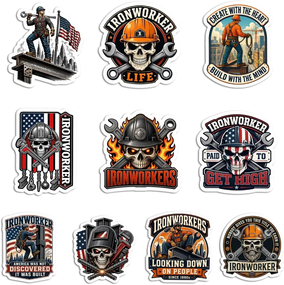 Ironworker Stickers Structural Steel Construction Welder Pack , Ironworker Stickers, Funny Ironworker Quotes Vinyl Decals, Gifts For Ironworkers, Steel Workers, Construction Workers