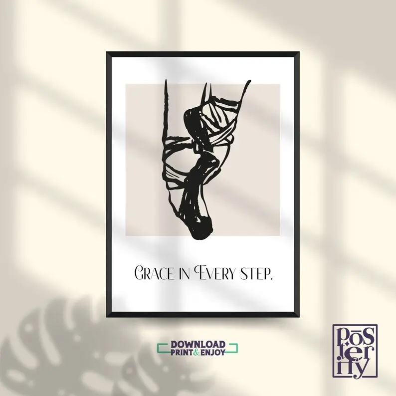 Ballet Art Poster. Inspirational Ballet Dancer Wall Decor, Line Art Dancing Posters, Gift for Dance Teacher. Dancing Decor Retro Art, Dancing Poster, Poster No Frame Ornaments Decoration