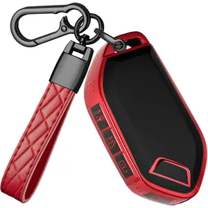 for Kia Key Fob Cover with Keychain - TPU Key Case Shell Protector Compatible with Kia Telluride Sorento K4 K5 EV5 Sportage 5 Button Smart Remote Key, Red