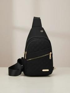 summer quilted fanny pack, new summer 2025 all-match large capacity tactical crossbody bag, casual solid color chest bag for daily use, unique adjustable shoulder bag