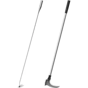 2 Pack 47 Inch Long Weed Tool Set with Long Stand up Handle, Weed Hand Tool Manganese Scythe, Hand Weeder for Planting(Scythe,Large)