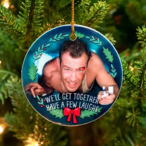 Die Hard Bruce Willis Ceramic Christmas Ornament, Best Christmas Movie, Ornament With Gift Box
