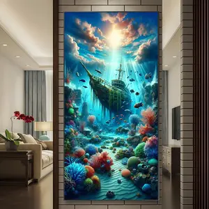 Sea Ship Pattern DIY Diamond Arts Colorful Painting Kit without Frame, DIY 5D Diamond Arts Colorful Painting for Bedroom Home Wall Decor, Handicraft