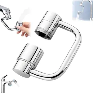 360° Rotating U Shaped Faucet Extender, Universal Sink Faucet 1440° Rotatable Faucet Extender, Adjustable Robotic Arm – 2 Spray Modes for Kitchen & Bathroom