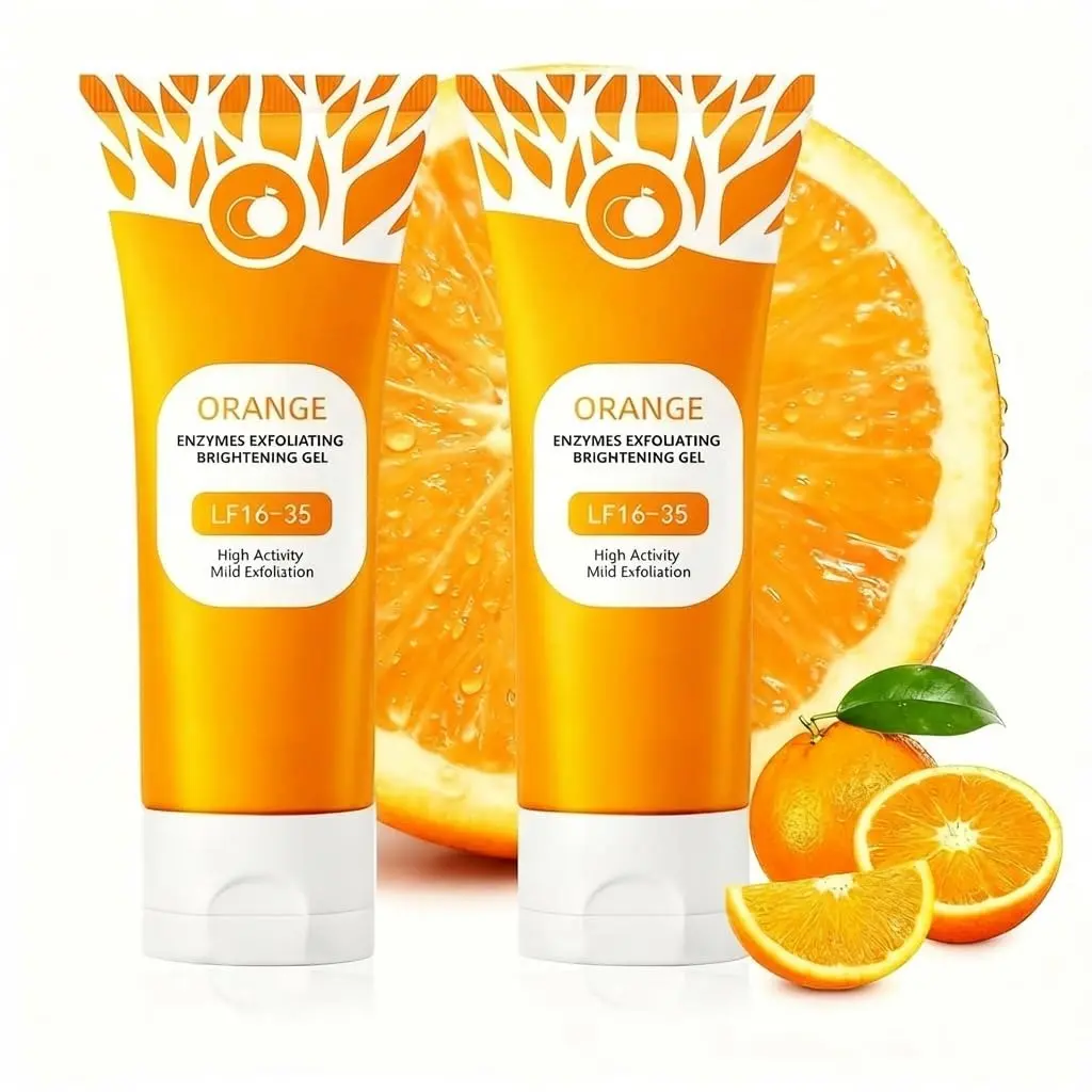 Orange Exfoliating Gel, Deep Cleansing Gentle Exfoliating Scrub, Natural Dead Skin Remover, Hydrating Skin Care, Non‑Irritating Daily Exfoliator Suitable for Sensitive Skin