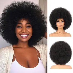 Afro Wig - Soft 70s Afro Wig For Women protein Afro Kinky Curly Hair Wigs Natural Looking Gary Big Afro Curly Wig Bouncy Afro Puff Wig Afro Wig For Daily Party Cosplay Use