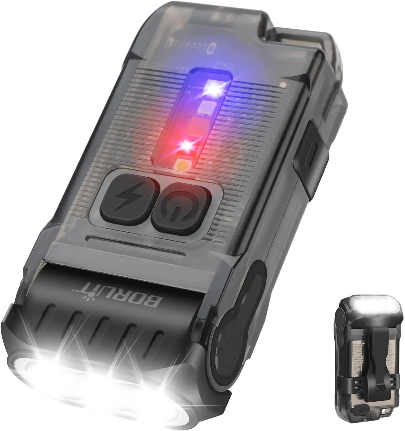 V15 LED Small Powerful EDC Flashlight with Warm White Red Light,Bright 1200LM USB C Rechargeable 10 Modes Mini Pocket Keychain Flash Light with Clip,IP67 Waterproof,80°Head Swivels,Tail Magnet