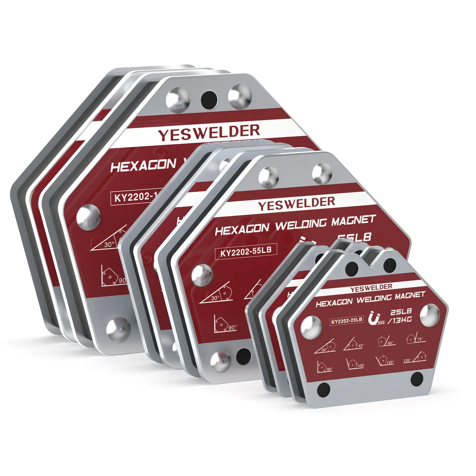 YESWELDER Hexagon Welding Magnet Set for Metal Work, Soldering & Pipe Installation | Multi-Angle Magnetic Welding Holder | 25LBs/55LBs/110LBs Holding Power Welding Positioner