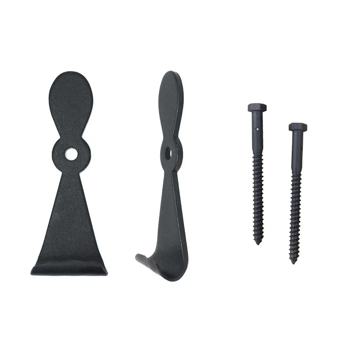 212 MAIN Georgetown Cast Iron Shutter Dogs - 7-in Antique Door Hardware for Wood Shutters, Weatherproof Black Finish, Set of 2, 4-in Lag Bolt, Fully Functional, Hand Sand Cast, All Hardware Included, Wood Shutter Door Hardware