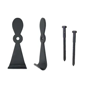 212 MAIN Small Weatherproof Cast Iron Georgetown Shutter Dog with Lag Bolt - Black, Set of 2, Wood Shutter Door Hardware for Sailing, Water Sports