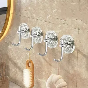 4 Pack Luxury No-Drill Adhesive Hooks, Strong Load Bearing Wall Mounts, Seamless Stick-On Bathroom Towel Holders, Durable and Easy to Use
