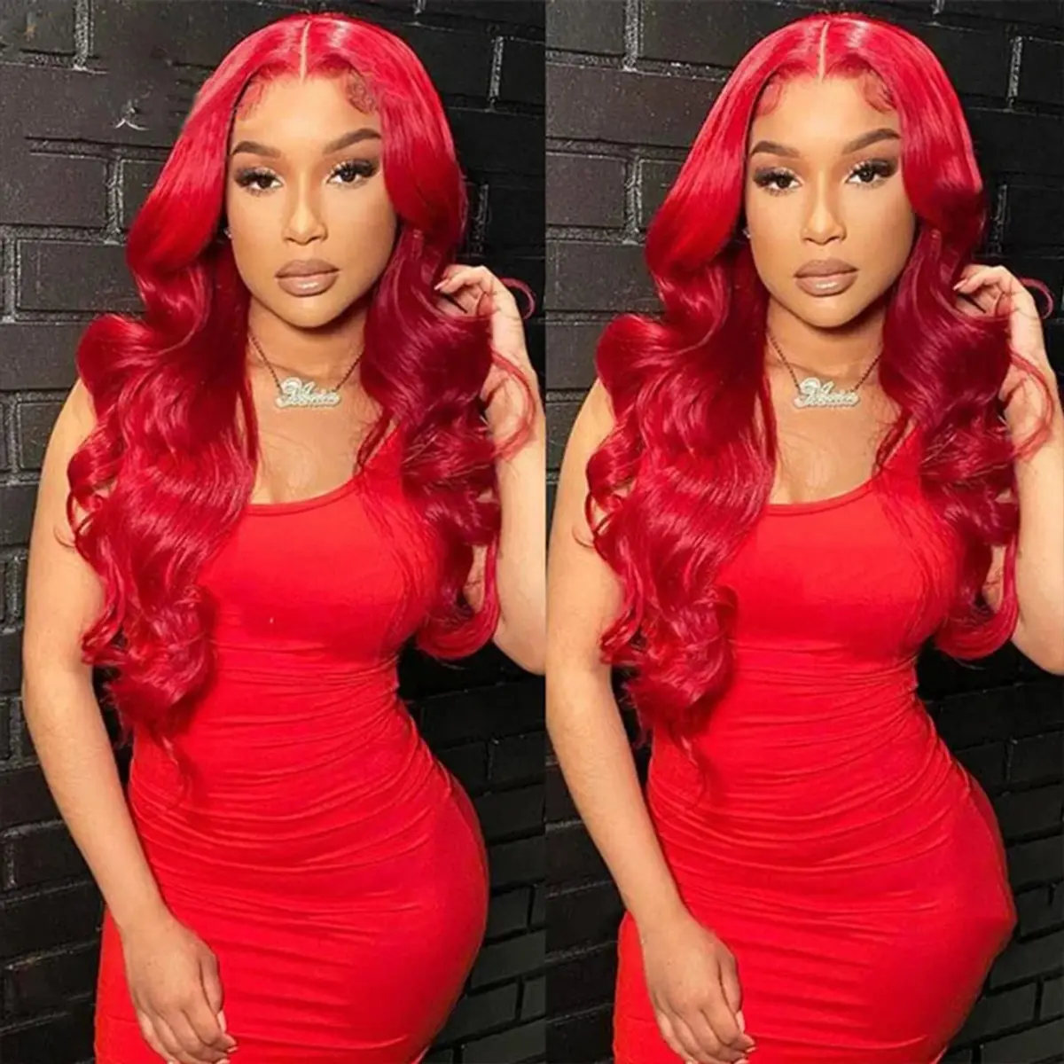 [NEW IN] CUTE BEIN Red Color 13x6 HD Lace Frontal  Wig Staright lace front Human Hair Wigs With Baby Hair For Women