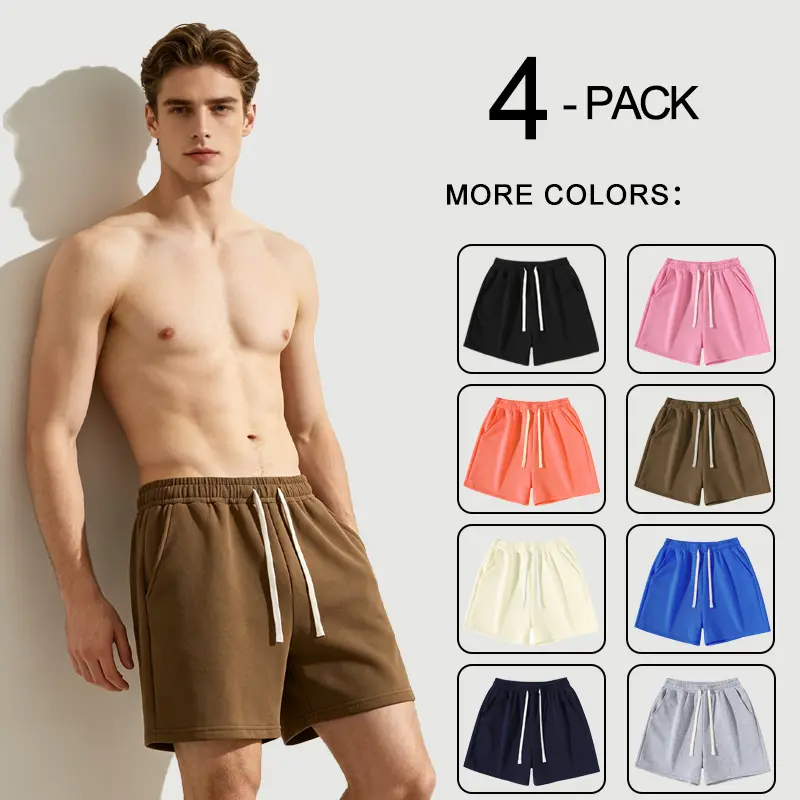 Men’s Solid Color Shorts 4 Pack Breathable Quick Dry Fabric Casual Drawstring Waist With Pockets Summer Casual Shorts Suitable For Everyday Wear Beach Trips Commuting And More