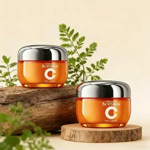 Korean Vitamin C Facial Cream - 50g Daily Safe Moisturizer for Adults, Deep Hydrating Cosmetics for Combination & All Skin Types, Lightweight Non-Greasy Gentle Formula with Smooth Texture & Fresh Finish, No Harsh Additives