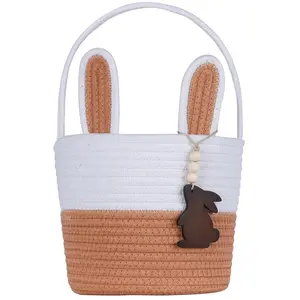Easter Basket, Empty Easter Baskets for Kids Boys Girls with Tag Egg Basket Eater Gifts Basket Toddler Teens Babys First Easter Basket with Handle Brown