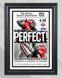2023 Georgia Bulldogs 'Perfect' College Football National Champ Front Page Newspaper Print