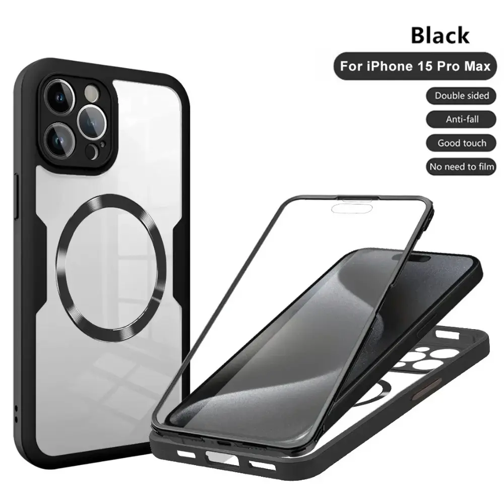 Magnetic For Magsafe 360 Full Body Front+Back Clear Case For iPhone 17 16 15 11 12 13 14 Pro Max Silicone Bumper Shockproof Cover