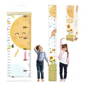 Kids Growth Chart For Wall - 82"x7.9" Premium Canvas Removable Height Chart for Kids Height Measurement for Wall,Decorative Colorful Stickers