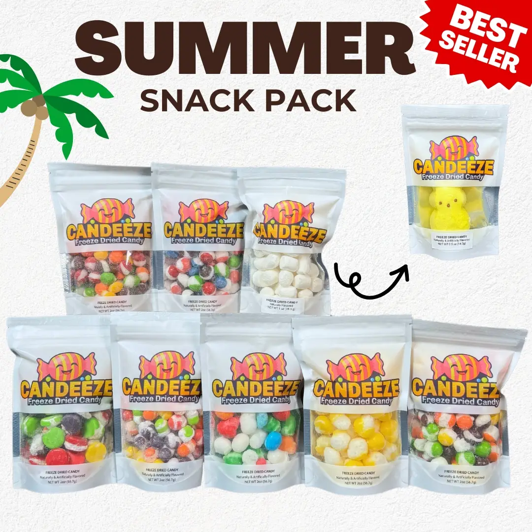 Summer Snack Pack – Freeze-Dried Candy (9 Bag Variety) – Crispy, Crunchy, Melt-in-Your-Mouth Treats – Candeeze Limited Edition