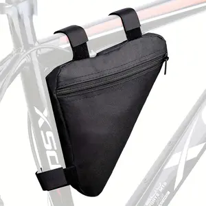Quick Release Bike Triangle Frame Bag - Durable Oxford Cloth, Adjustable Straps, Convenient Bicycle Storage & Easy Riding Access, Black, Cycling Storage|Sleek Black Bag|Secure Zipper Closure, Bike Racks for Bicycles, Outdoor Cycling Accessories