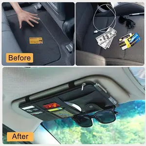 Car Sun Visor Organizer with Zipper Pocket, Eyeglass Clip Storage Bag, Car Interior Accessories for Cars Trucks Suvs, Car Trunk Organizer, Car Interior Kit