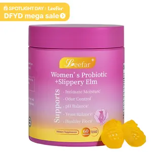 LEEFAR Her Juicy Feminine Probiotics Gummies- All in One Solution with Slippery Elm and Prebiotics&Lactobacillus Probiotic Blend for Women's pH Balance and Dryness - Hawaiian Pineapple Gummies 60 Counts Women's Probiotics