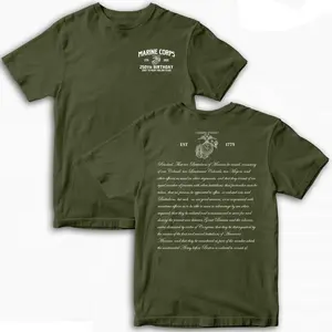 Menswear Casual Short-Sleeve T-Shirt - Continental Marine Act 250th Birthday USMC Anniversary Military History Commemorative Top, Made In USA Unisex Sizing Gift Apparel