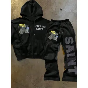Best-Selling #GothicStreet Saint Tracksuit –, Heavyweight Construction, Detailed "Saint Dept" Graphic, #CityStyle Essential, Stands Out in Urban Scenes, Fits All Who Chase Bold & Mysterious Street Vibe, Streetwear Tracksuit Set