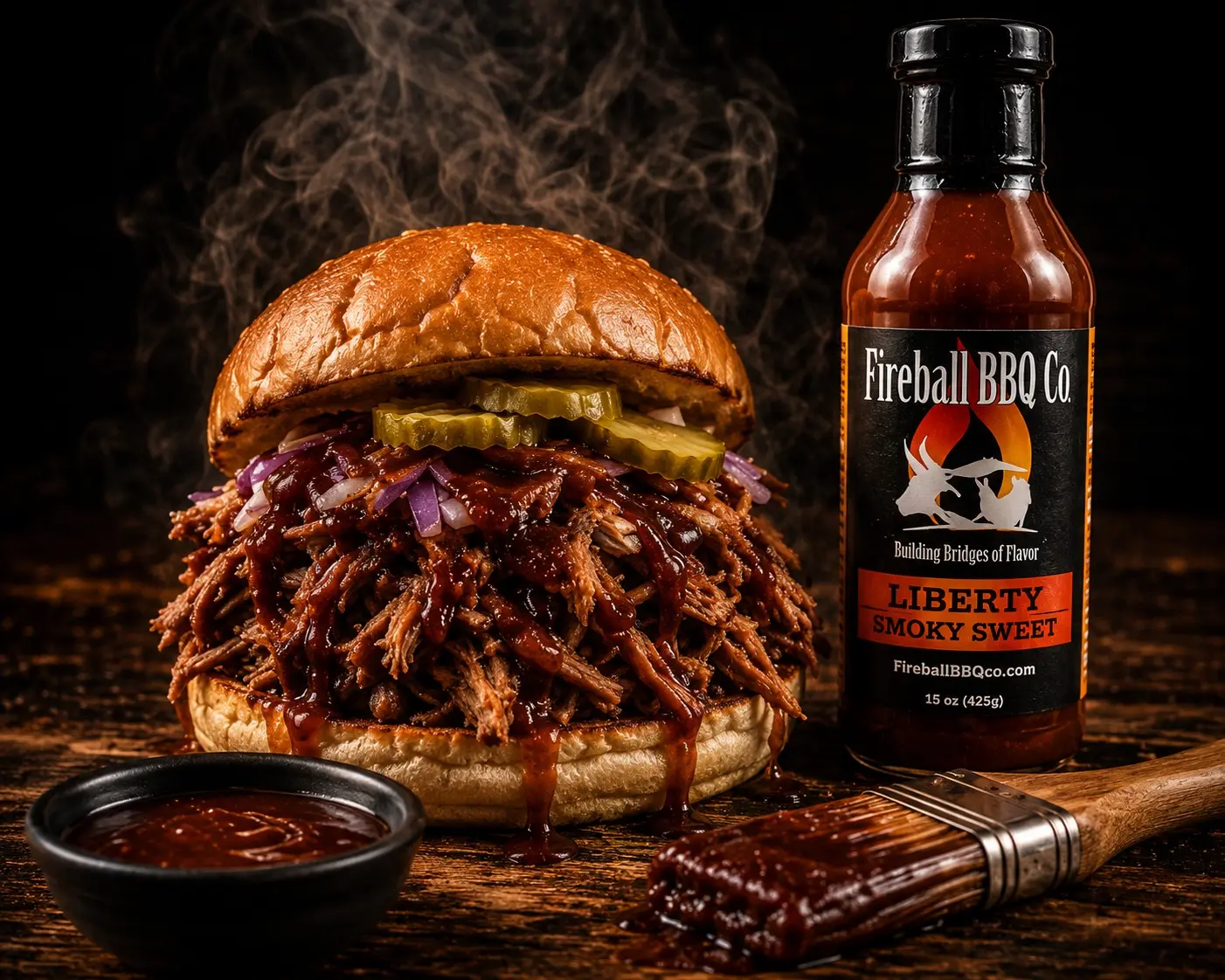 Fireball BBQ Co Liberty Barbecue Sauce - Smoky Sweet Flavor for Grilled Dishes