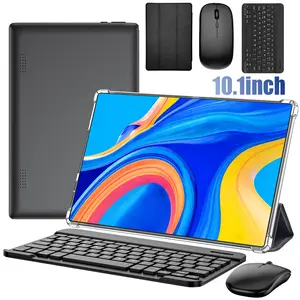 【Mothersdaygift】10.1" Android 15, 64GB ROM, Tablet with Keyboard, Stylus, Mouse & Case，Dual Camera,6000mAh Battery