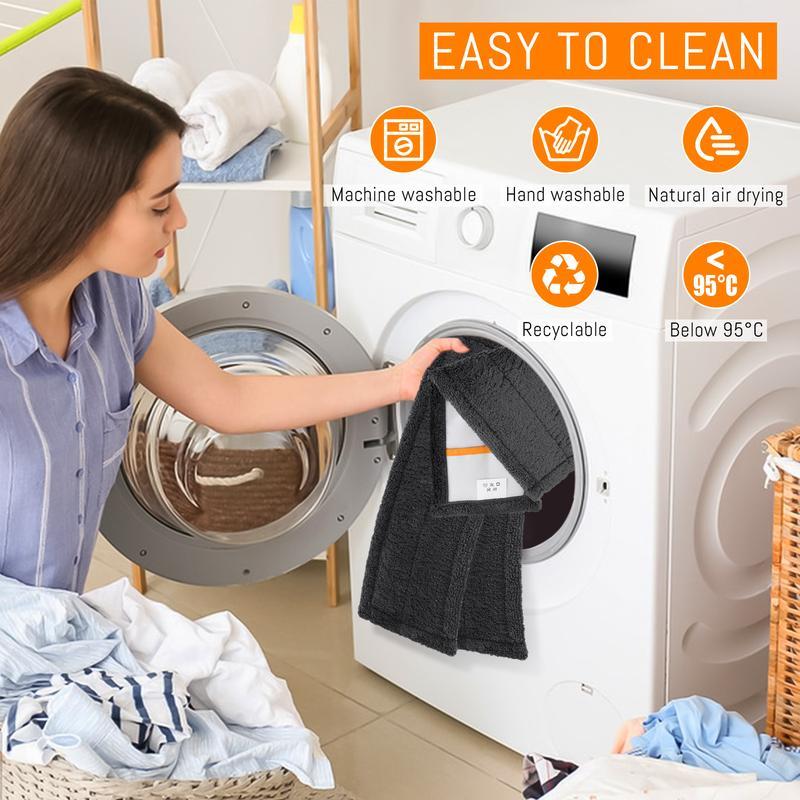4-PC Dry mop pad, 18'' Upgrade Style Large Flat Mop Rag, Machine Washable and Foldable Mop