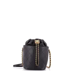 Pre-owned CHANEL material Bucket Bags CC Drawstring Bucket Bag Quilted Caviar with Lambskin Small by Rebag