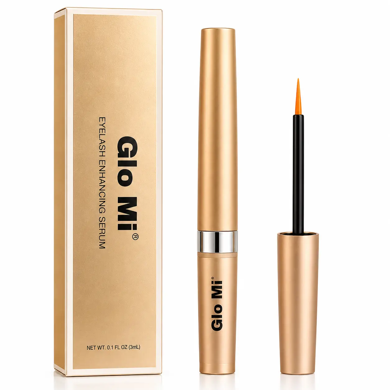 Glo Mi Eyelash Growth Serum, 3mL Lash Enhancing Serum for Fuller, Longer & Thicker-Looking Lashes, Precision Brush, Lightweight Daily Lash Care
