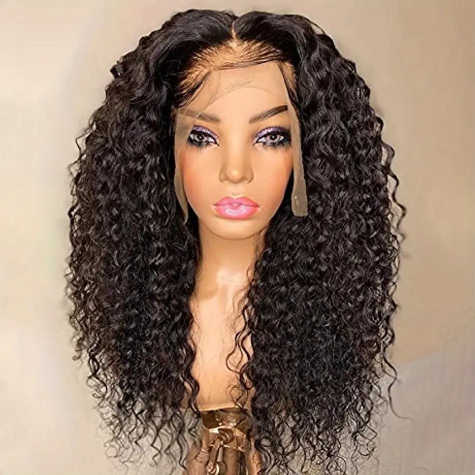 Curly Lace Wig 30 Inch Deep Curly Lace Front Wigs 4C Kinky Curly Edges Hairline Human Hair 13x4 Lace Frontal Wigs with Baby Hair Pre Plucked Brazilian Virgin HD Transparent Natural Color Wet and Wavy for Women