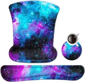 RICHEN Keyboard Wrist Rest Pad and Mouse Wrist Rest Support Mouse Pad Set,Durable & Comfortable & Lightweight for Easy Typing & Pain Relief-Ergonomic Support (Galaxy)